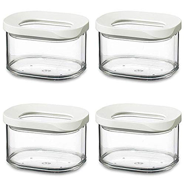 Mepal | Vorratsbehälter Modula 4-teiliges Set | Aufbewahrungsboxen mit Deckel - Küchenorganizer & Vorratsboxen - Stapelbar & Luftdicht - 4 x 175 ml | Farbe: Weiß im Sale